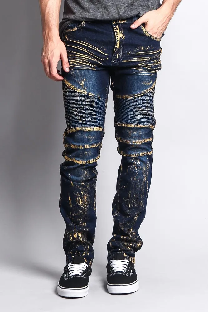 Foil Edge Biker Denim Jeans