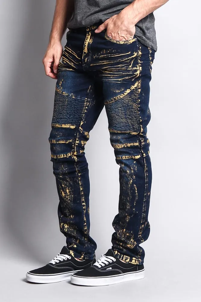 Foil Edge Biker Denim Jeans