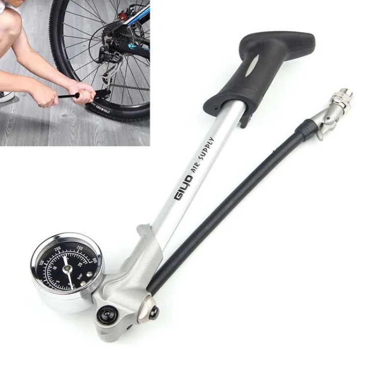 GIYO Bicycle Pump Mountain Shock Absorber Front Fork High Pressure Portable Pump( Silver)