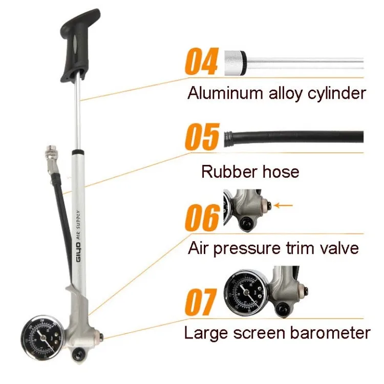 GIYO Bicycle Pump Mountain Shock Absorber Front Fork High Pressure Portable Pump( Silver)