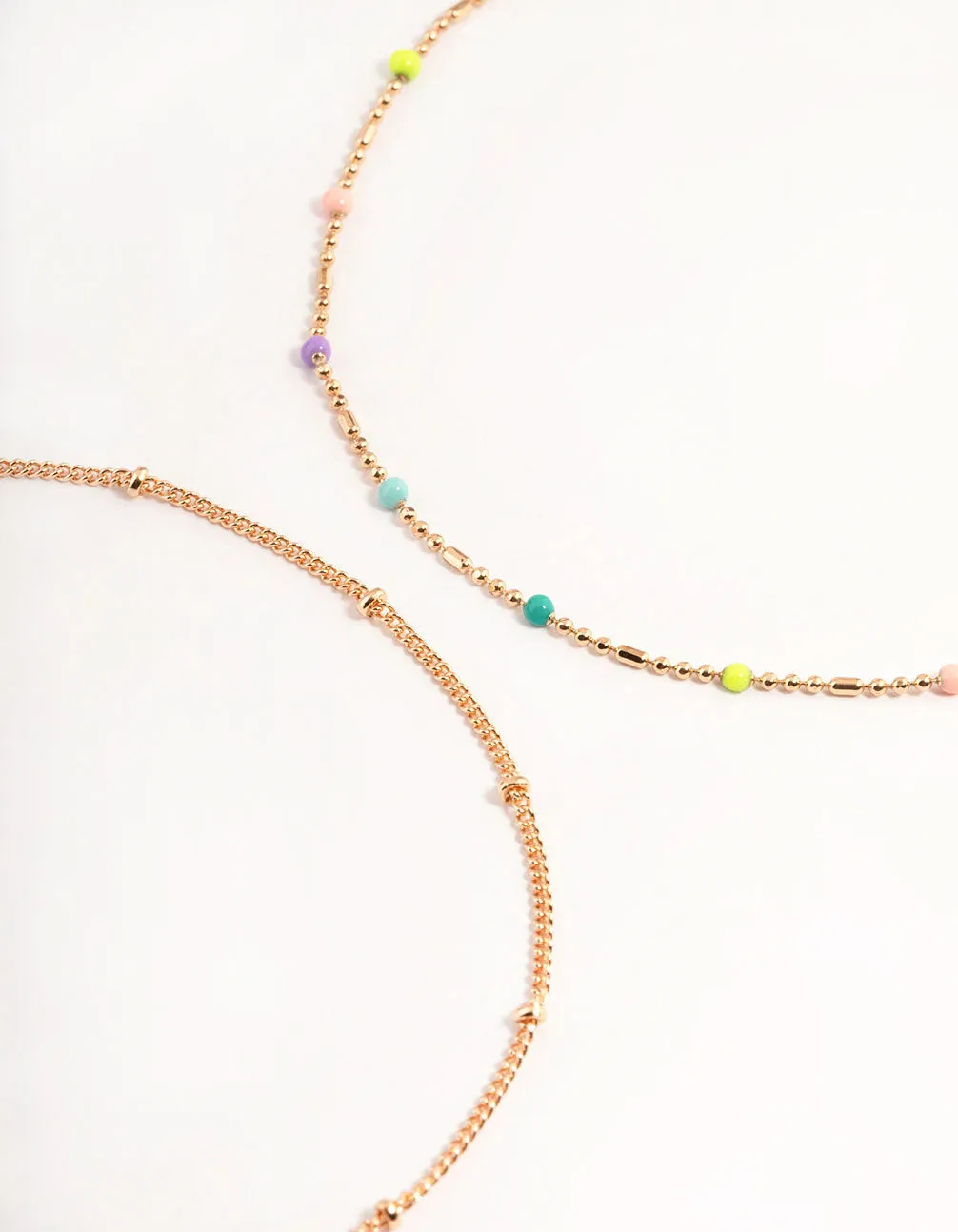 Gold Bright Bead Anklet Pack