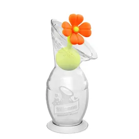 Haakaa Silicone Breast Pump & Flower Stopper (Orange)