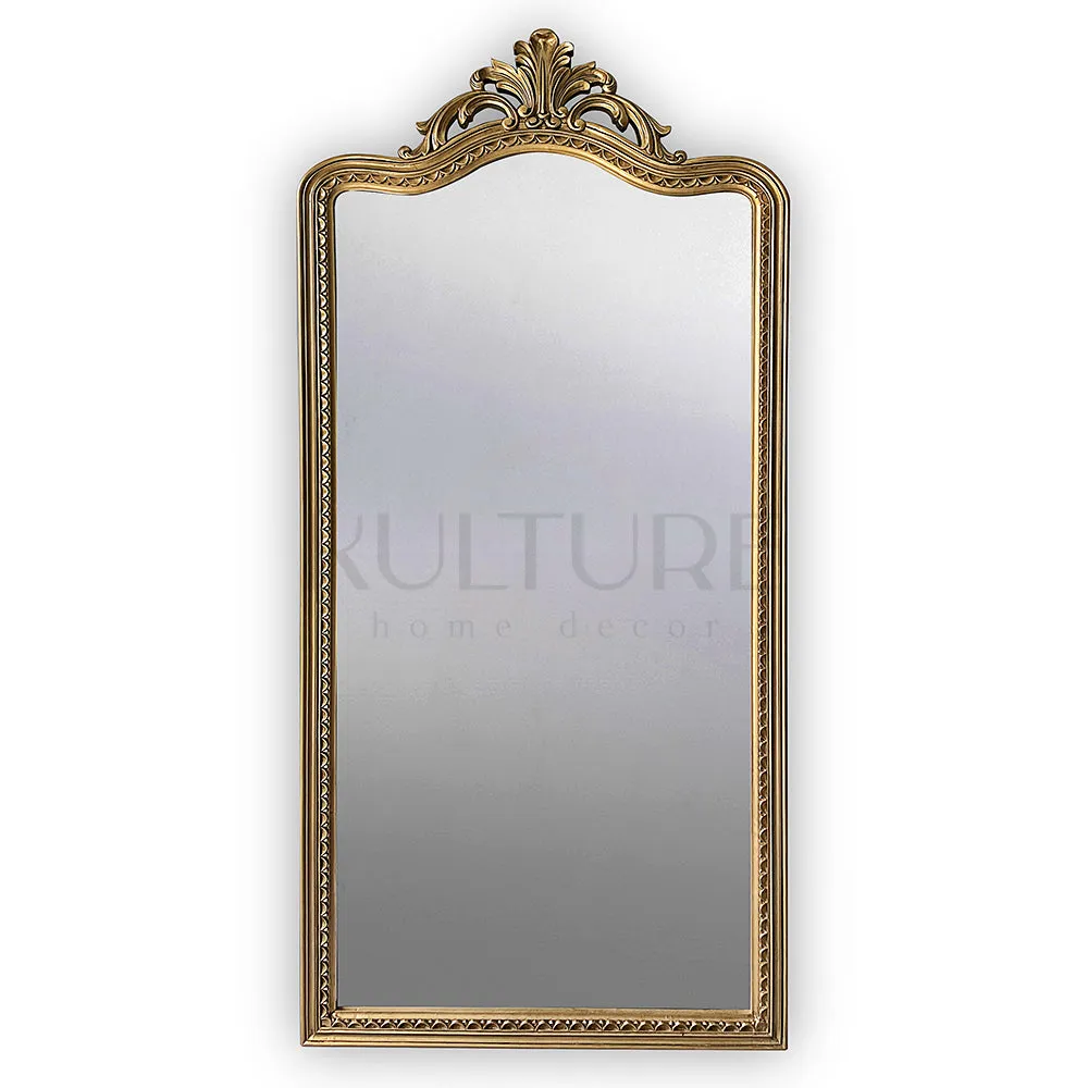 Hand Carved Mirror "Suksema" Antique Gold - 200 cm