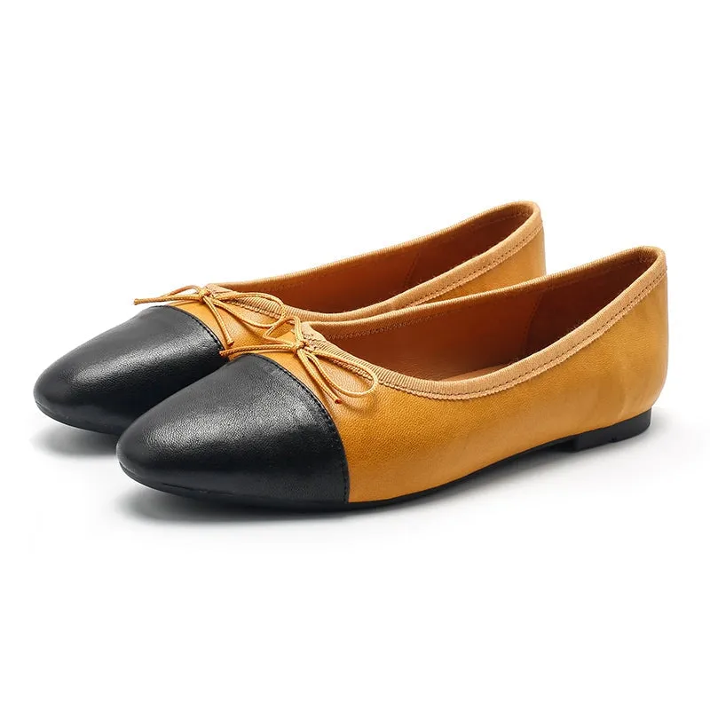 Handmade Sheepskin Flats For Women Color Blocking in 10 Colors