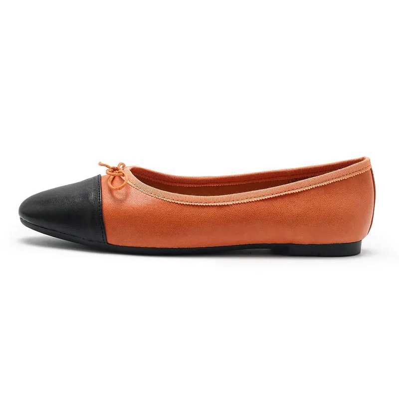 Handmade Sheepskin Flats For Women Color Blocking in 10 Colors