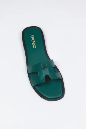 Hania H Style Green Iconic Oran Flat Slides