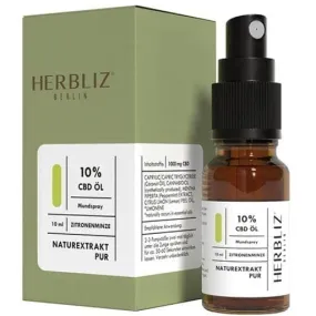 HERBLIZ 10% CBD Mouth Spray, Lemon Mint Flavor, 10 ml Bottle