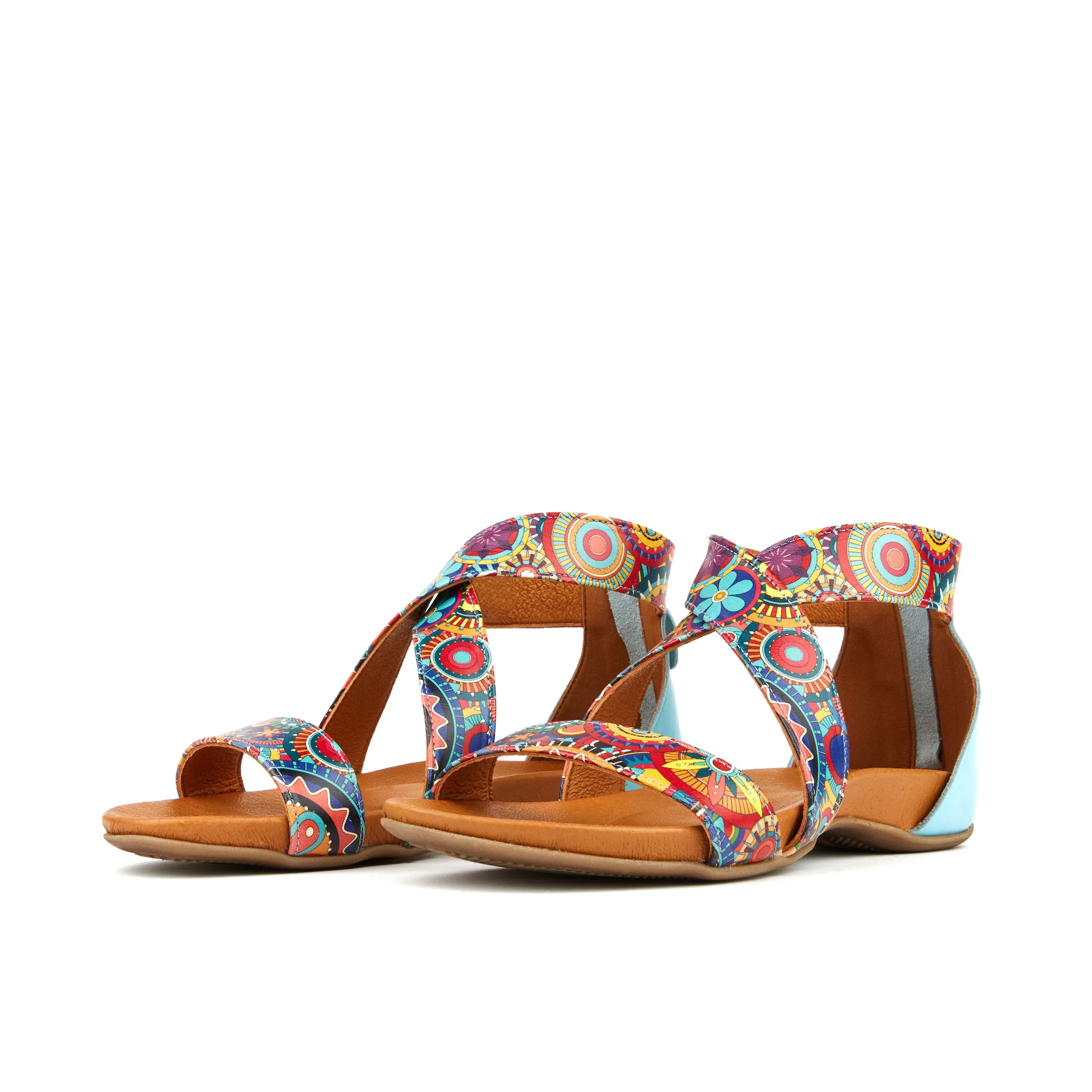 Isabella - Blue Signature - Women's covered heel flat criss cross leather sandal