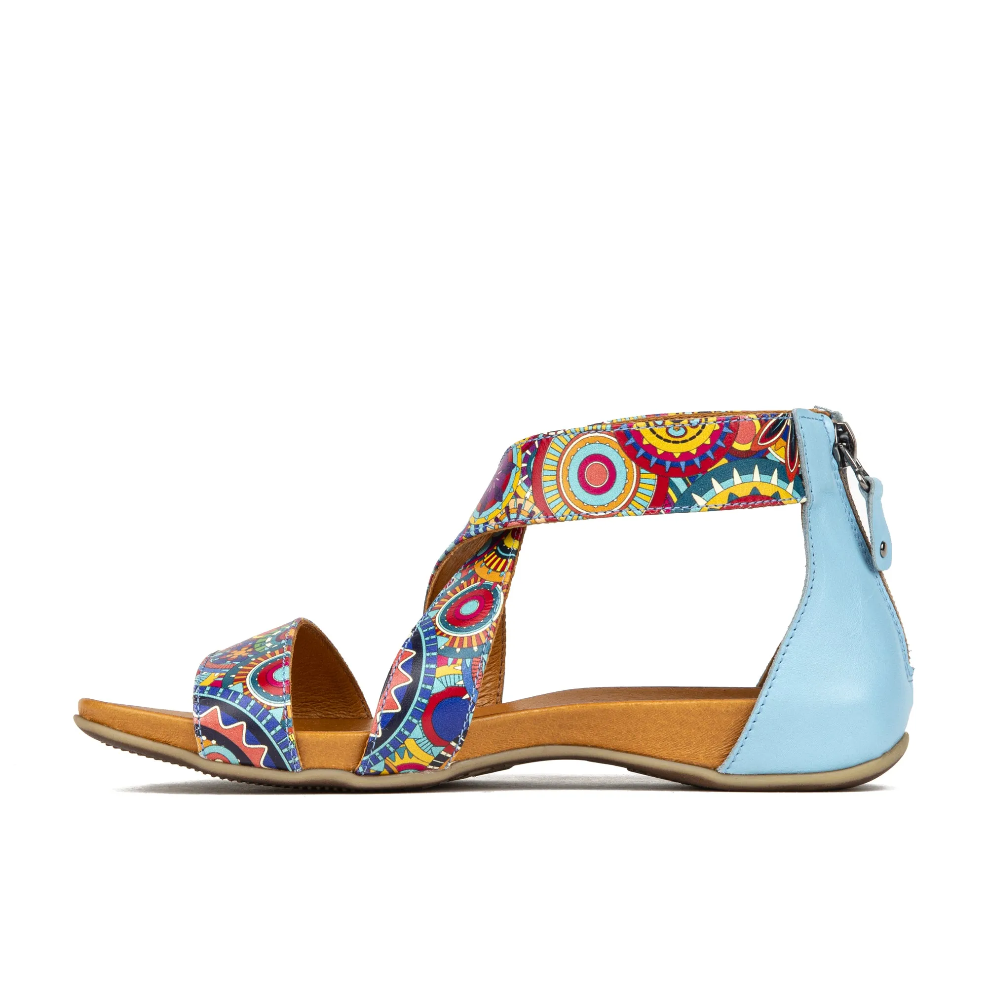 Isabella - Blue Signature - Women's covered heel flat criss cross leather sandal