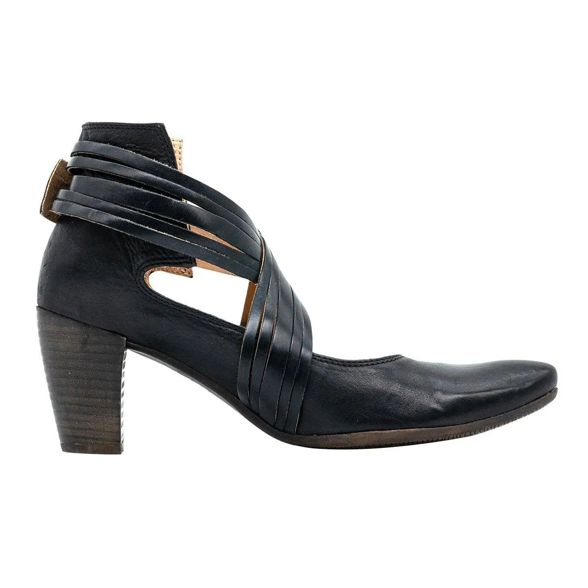 Ivoire Crisscross Strap High-Heel Shoes Leather Black Colour For Women