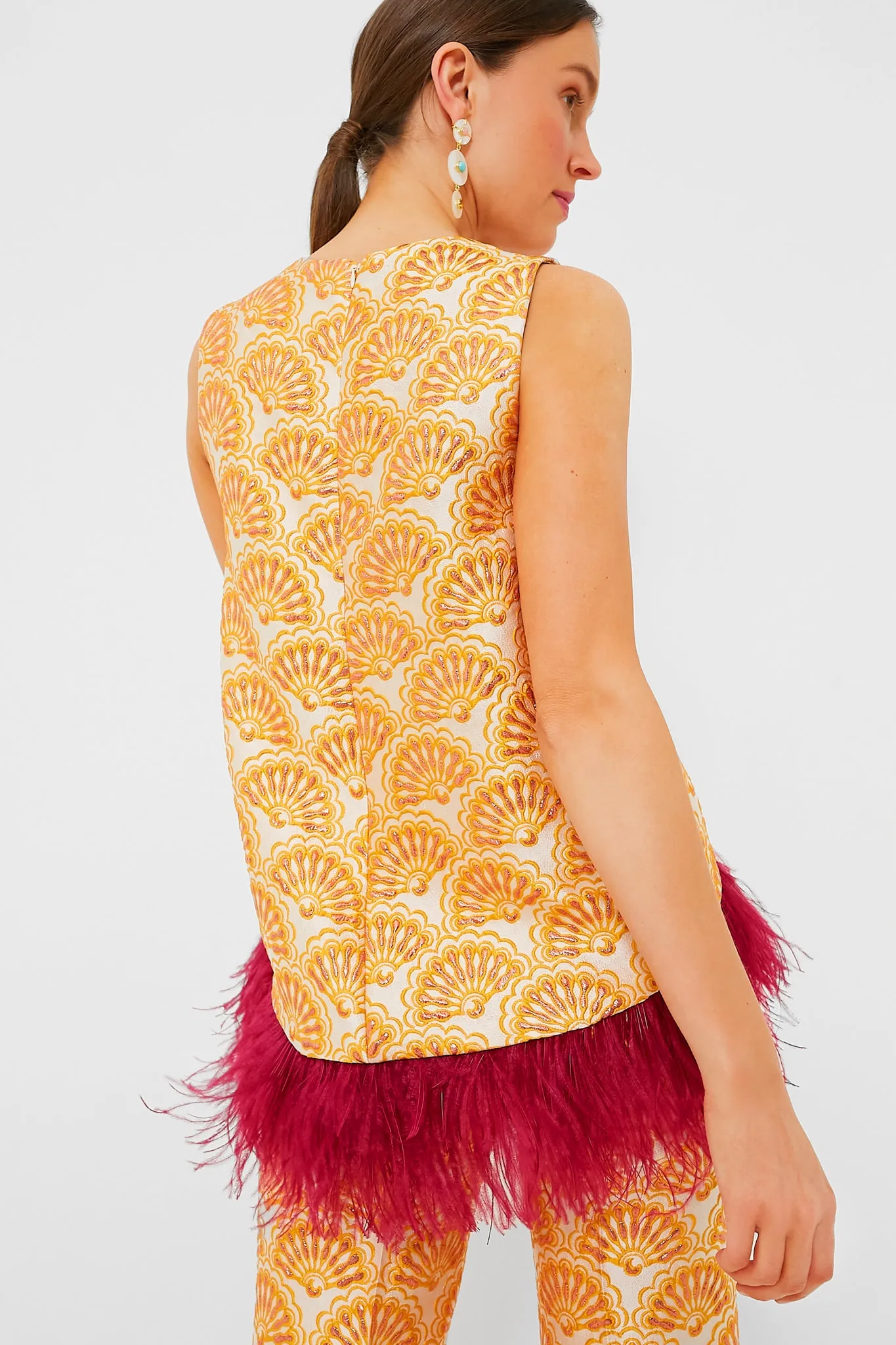 Jacquard Fans La Scala Top with Feathers