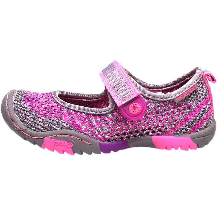 Jambu Girl's Sora Sparkle Knit Mesh Hook and Loop Water Ready Mary Jane Shoe Pink