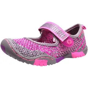 Jambu Girl's Sora Sparkle Knit Mesh Hook and Loop Water Ready Mary Jane Shoe Pink