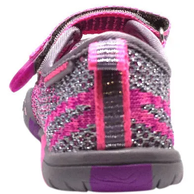 Jambu Girl's Sora Sparkle Knit Mesh Hook and Loop Water Ready Mary Jane Shoe Pink