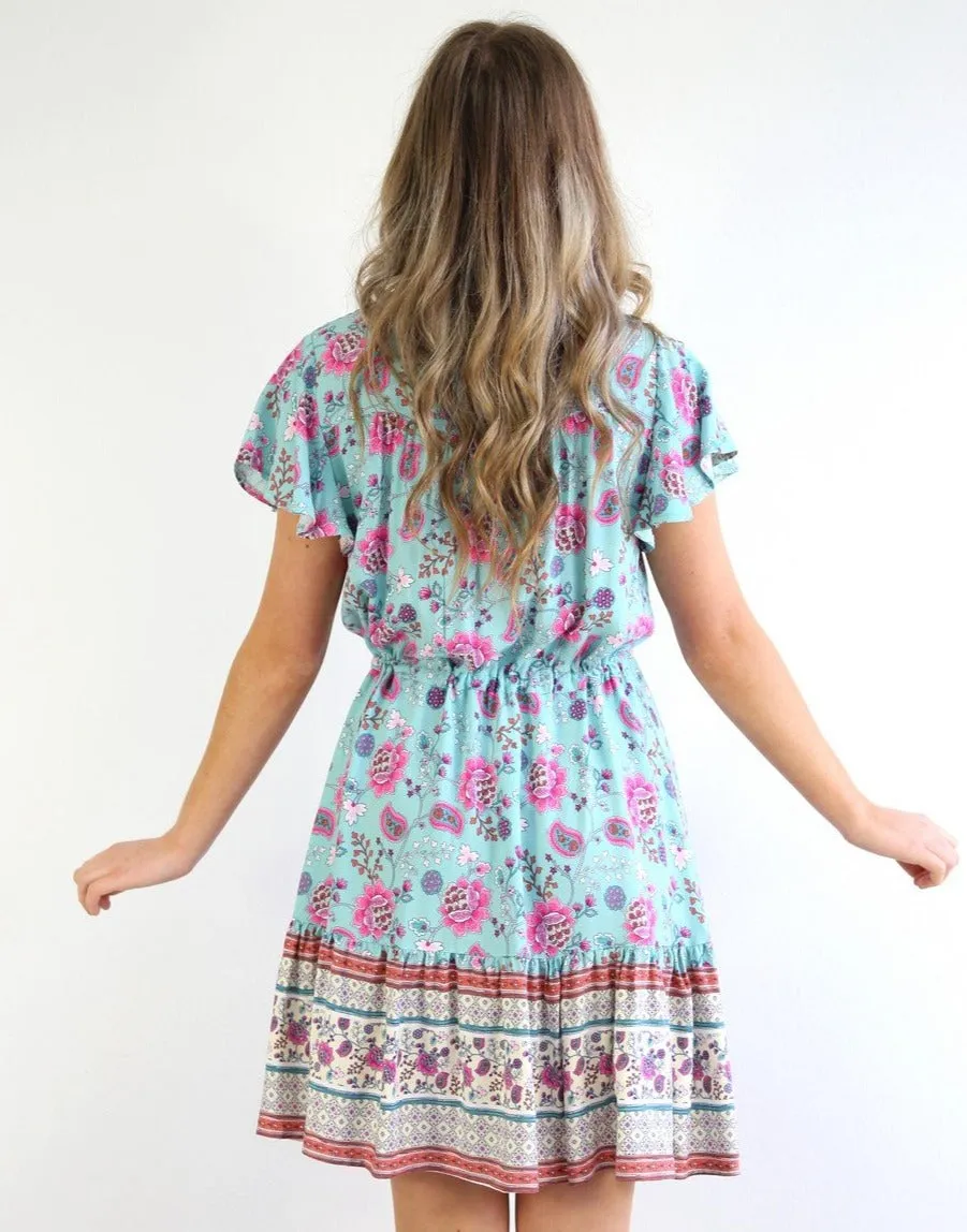 Jamilla Dress- Pink/Aqua