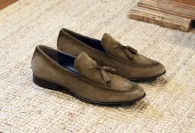 Jean Pierre Suede Tasseled Loafer Olive