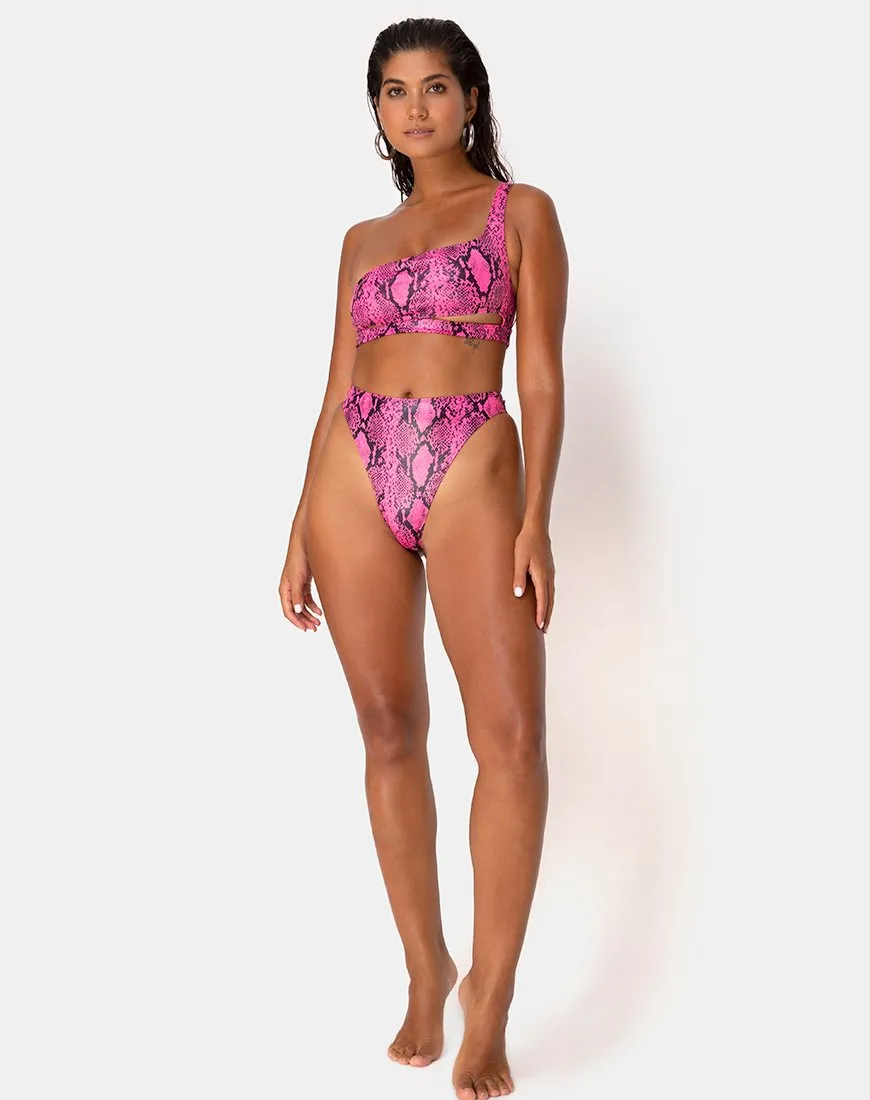 Ledra Bikini Top in Snake Pink