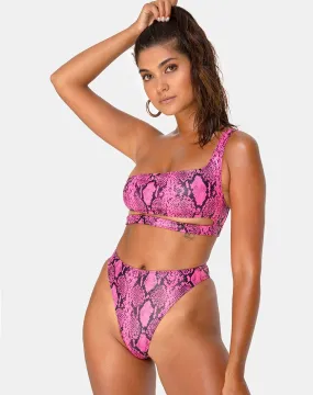 Ledra Bikini Top in Snake Pink