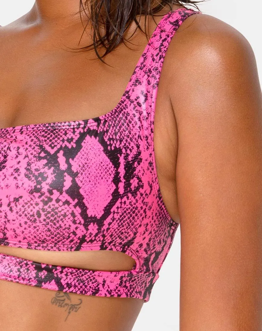 Ledra Bikini Top in Snake Pink