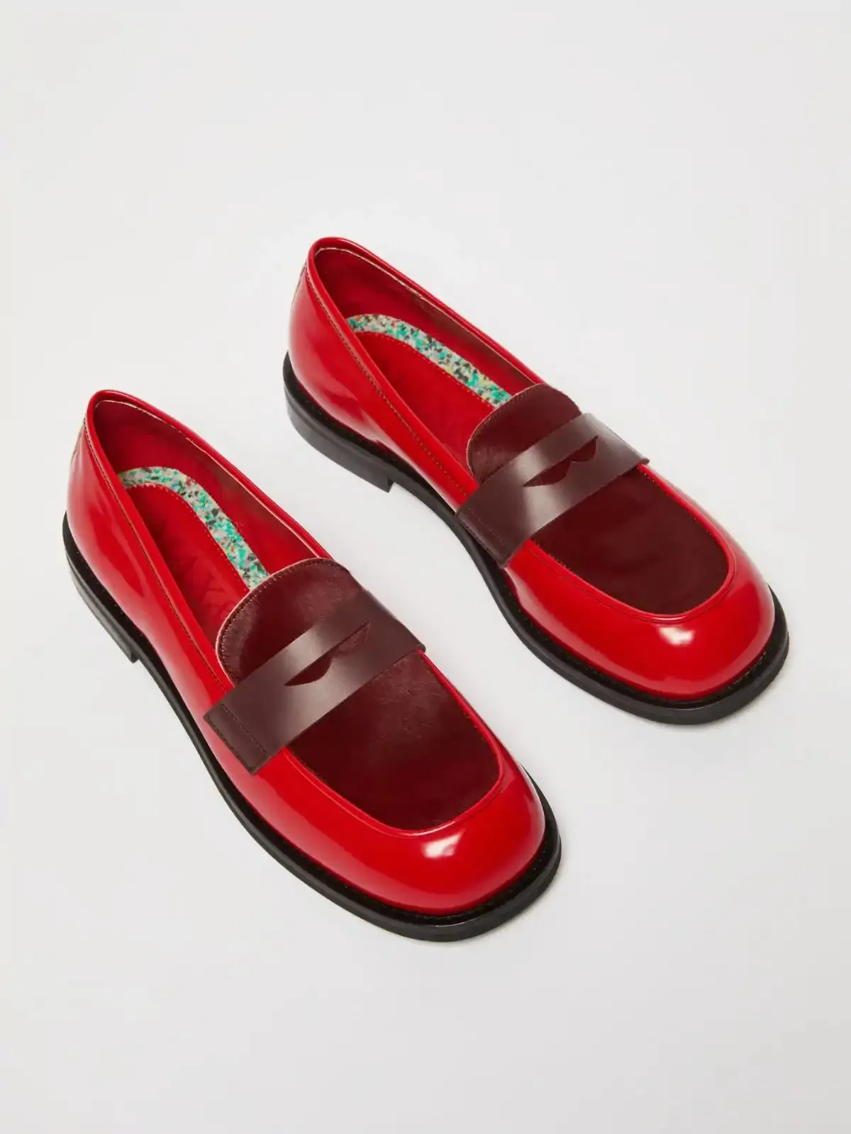 Loafers with ponyskin detail - Red