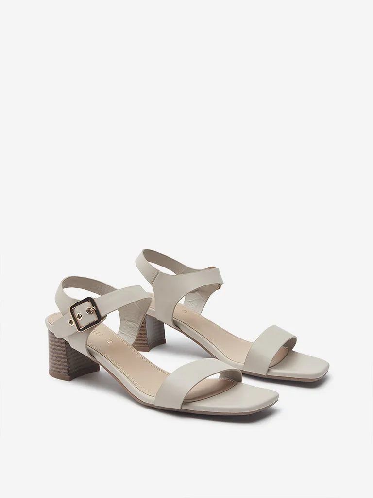 LUNA BLU Ivory Ankle Strap Heel Sandals