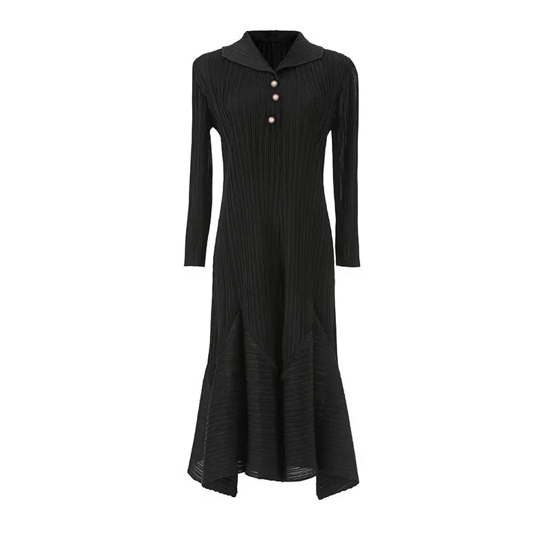 Luxe Plissé Pleated Blouse Midi Dress