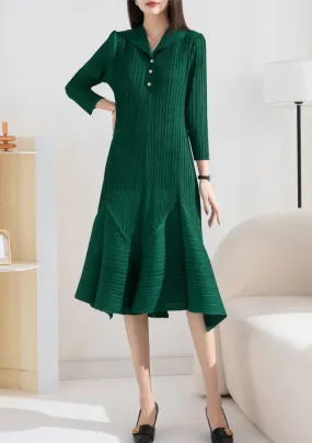 Luxe Plissé Pleated Blouse Midi Dress