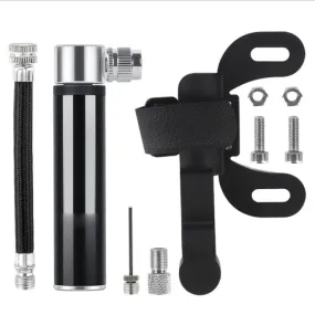 Manual Mini Portable Bicycle Aluminum Alloy Pump Basketball Football Inflatable Cylinder(Bubble Bag Black)