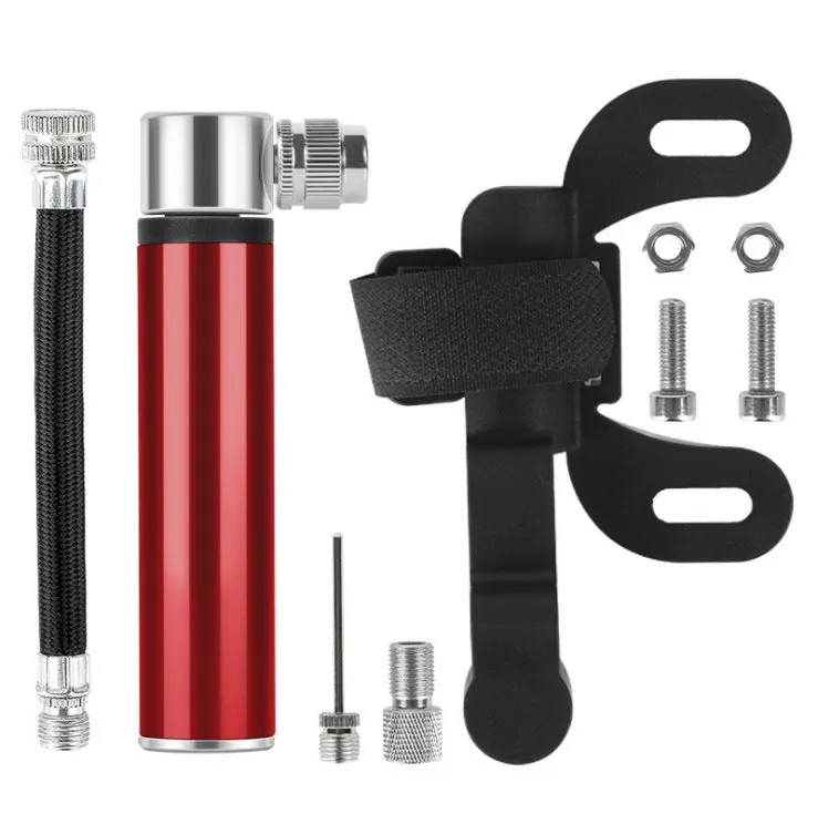 Manual Mini Portable Bicycle Aluminum Alloy Pump Basketball Football Inflatable Cylinder(Bubble Bag Red)