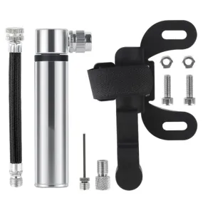 Manual Mini Portable Bicycle Aluminum Alloy Pump Basketball Football Inflatable Cylinder(Bubble Bag Silver)