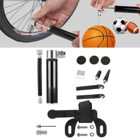 Manual Mini Portable Bicycle Aluminum Alloy Pump  Glue-free Tire Patch   Fish-shaped Tire Lever (Black)