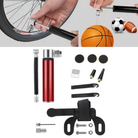 Manual Mini Portable Bicycle Aluminum Alloy Pump  Glue-free Tire Patch   Fish-shaped Tire Lever (Red)