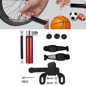 Manual Mini Portable Bicycle Aluminum Alloy Pump   Plastic glue-free tire patch   Tire lever (Red)