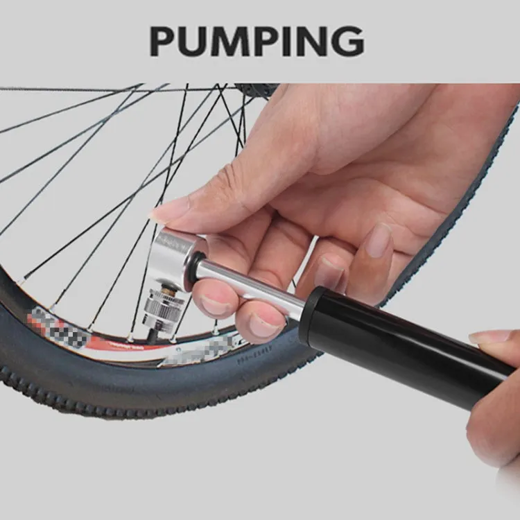 Manual Mini Portable Bicycle Aluminum Alloy Pump   Plastic glue-free tire patch   Tire lever (Silver)