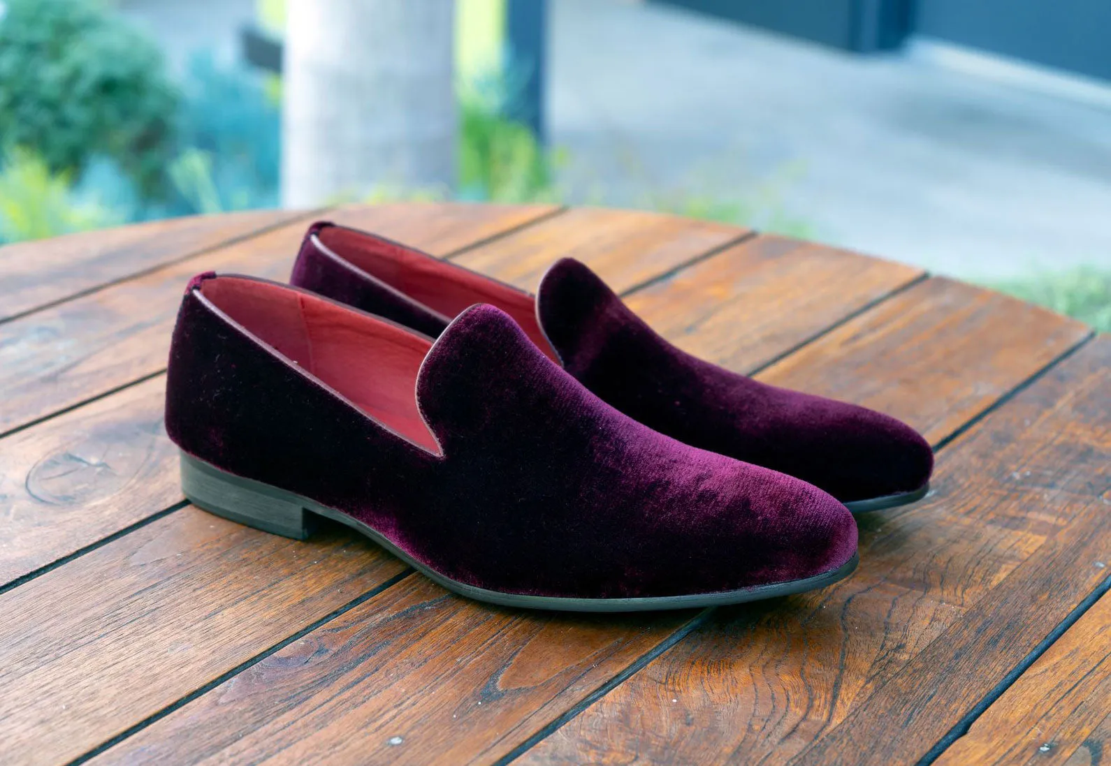 Maurice Velvet Venetian Loafer Burgundy