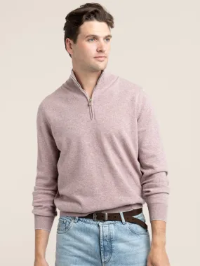 Mauve Pink Cashmere Quarter Zip Sweater