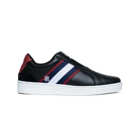 Men's Bishop Black Red Blue Leather Sneakers 01712-910