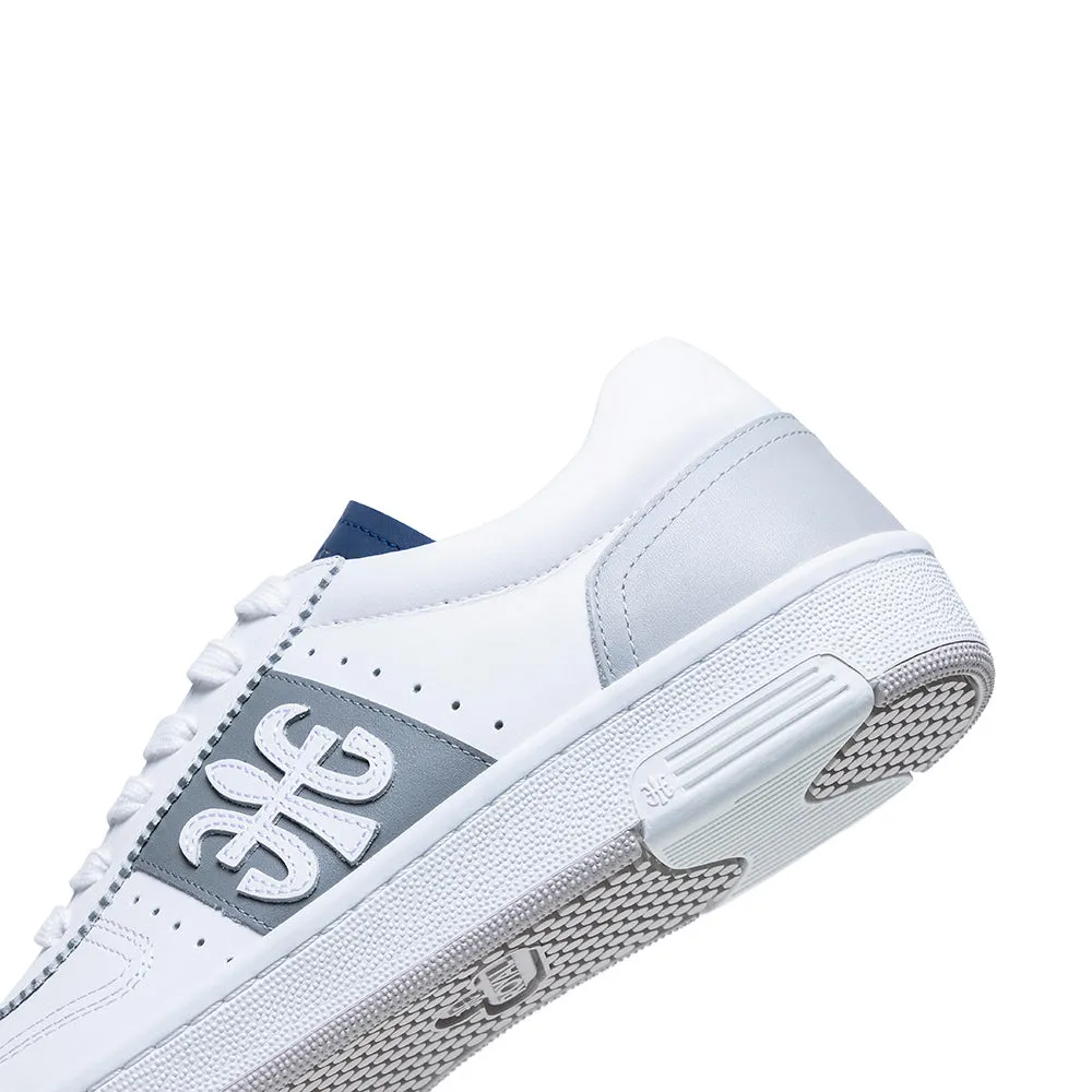 Men's Dreamer White Gray Blue Logo Leather Sneakers 08121-058