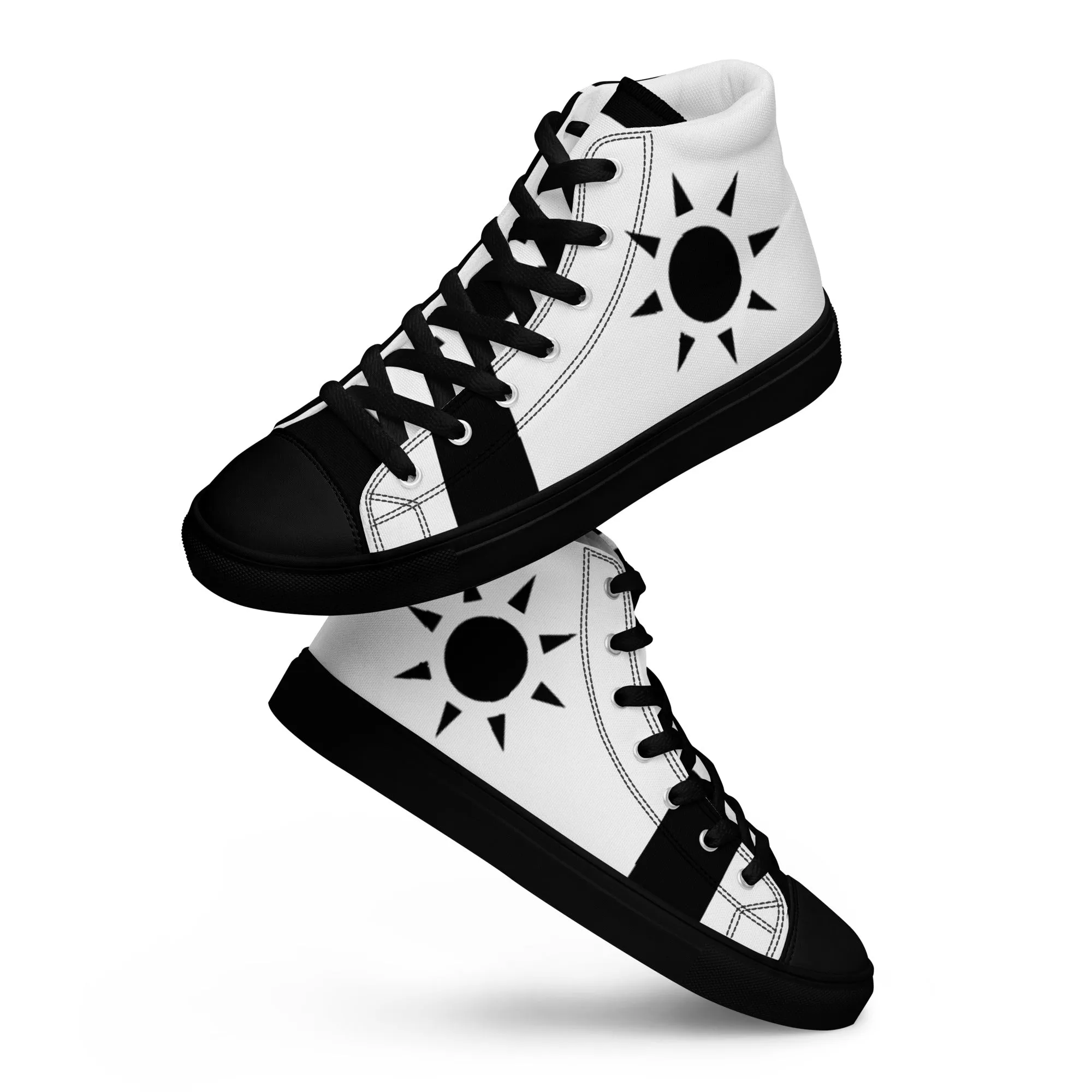 Men’s High Top Canvas Shoes Athletic Trainers Streetwear Apparel Ascension High Fashion Black Sun