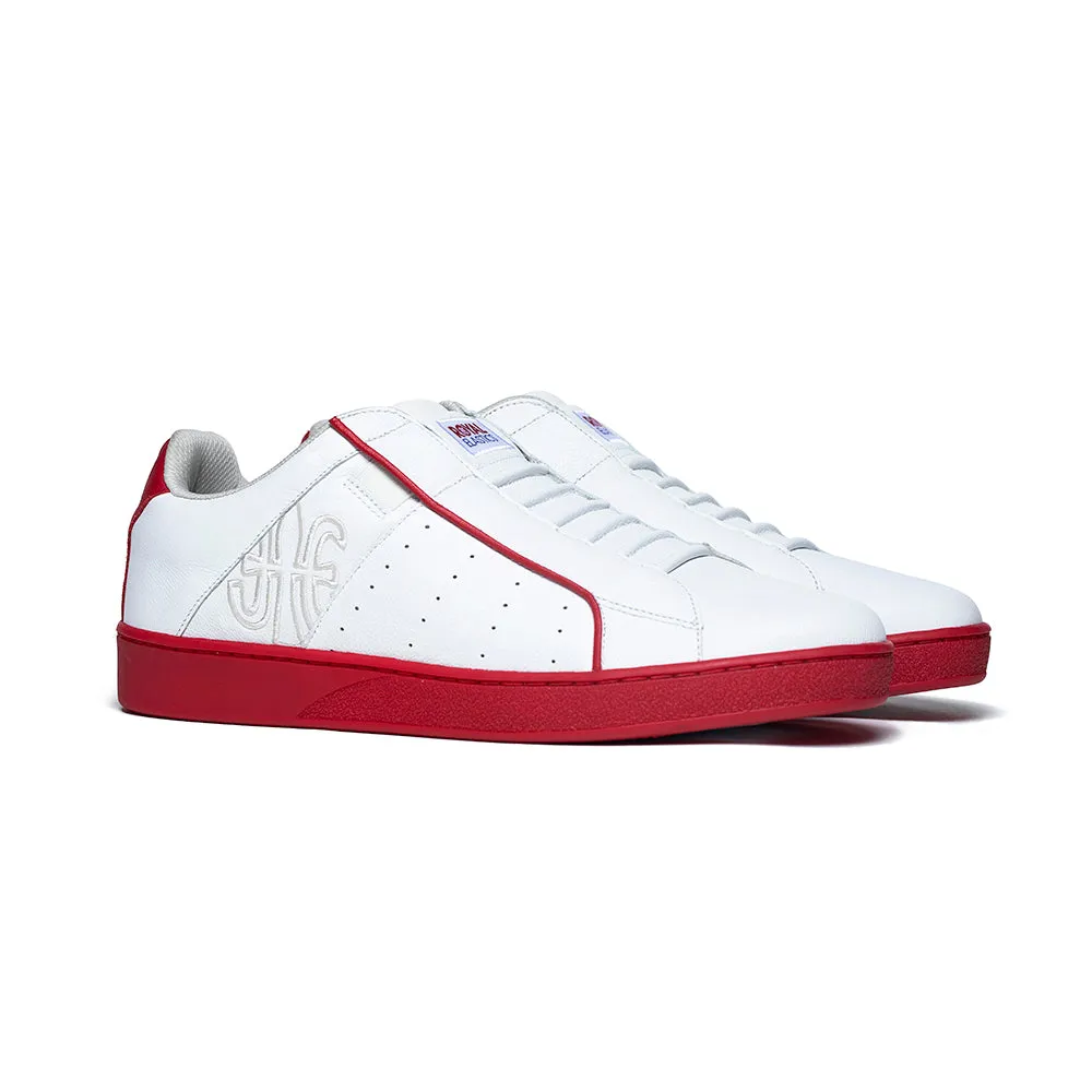 Men's Icon Genesis White Red Leather Sneakers 01901-001