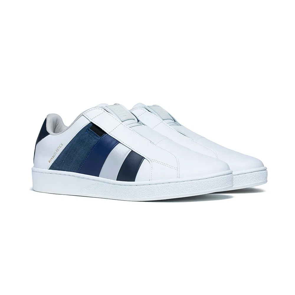 Men's Prince Albert White Blue Leather Sneakers 01494-558