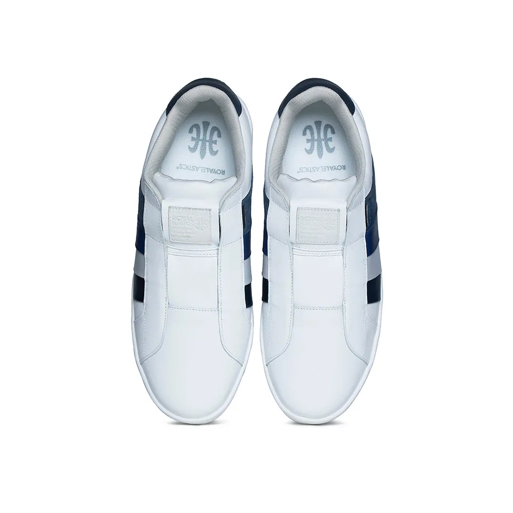 Men's Prince Albert White Blue Leather Sneakers 01494-558