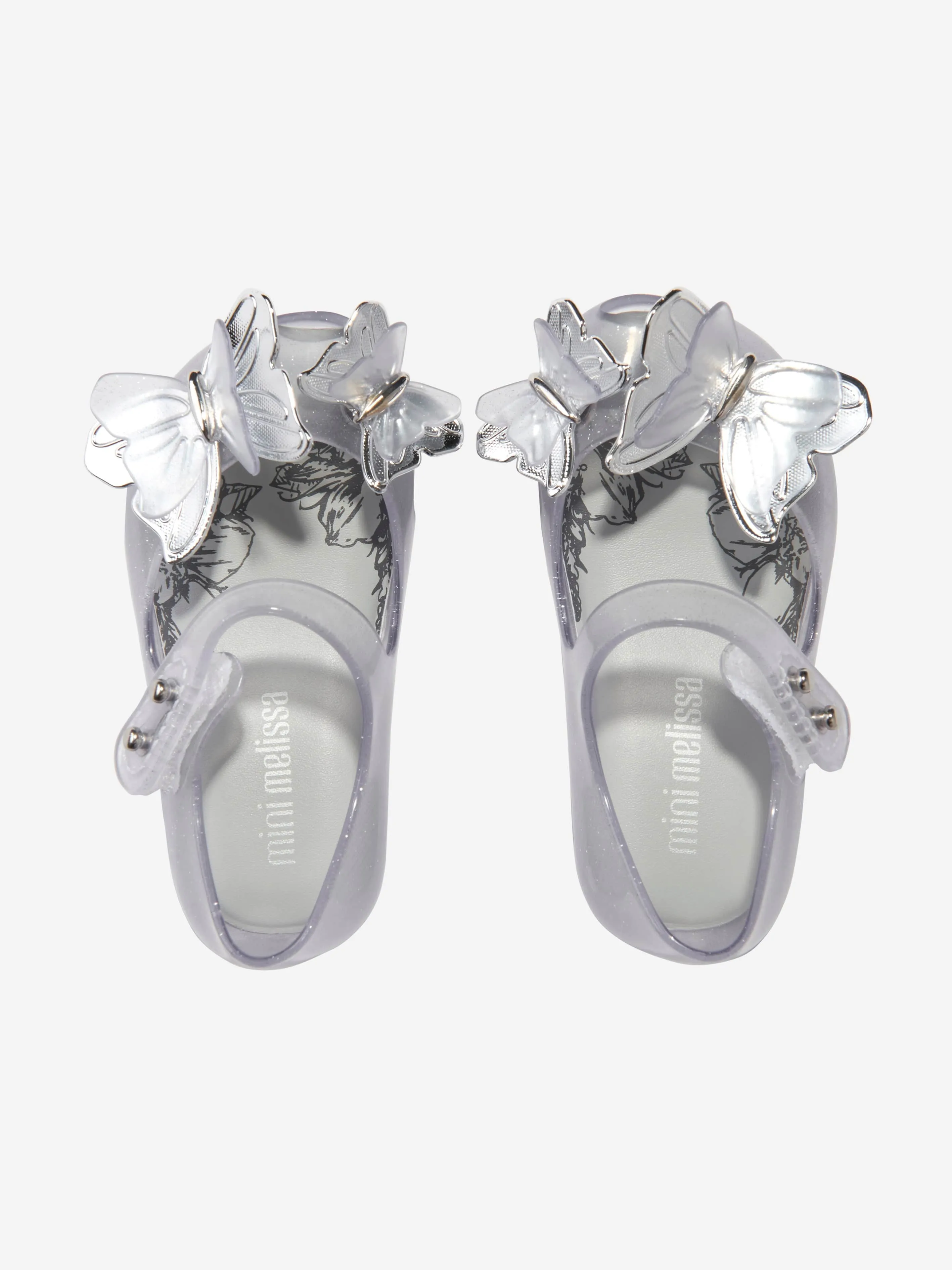 Mini Melissa Girls Mini Ultragirl Butterfly Jelly Ballerinas in White