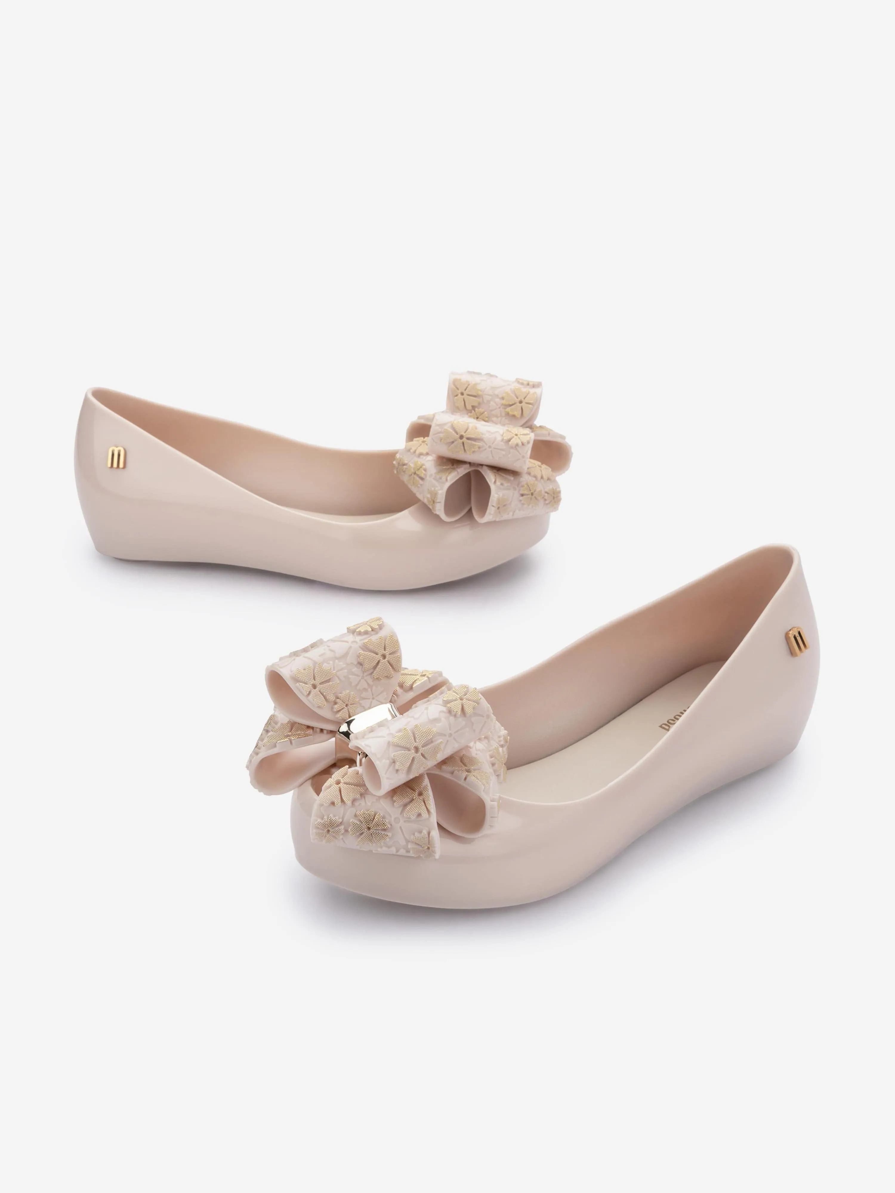 Mini Melissa Girls Ultragirl Sweet XI Ballerinas in Beige