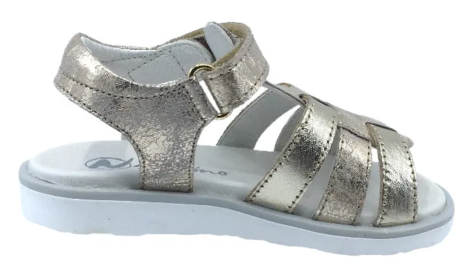 Naturino Girl's Bright Rasso Leather Sandals, Platino