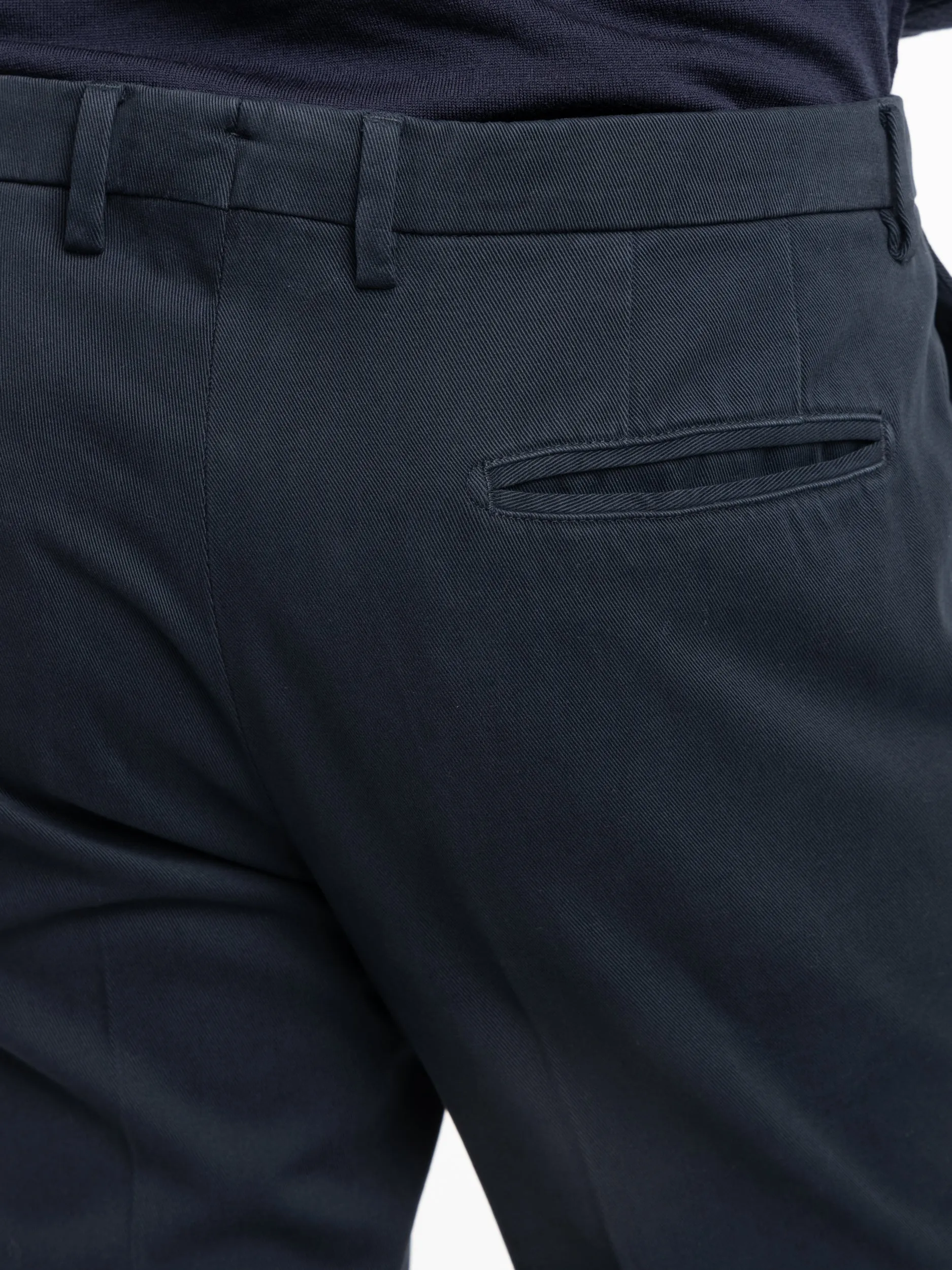 Navy Cotton Pleated Trousers