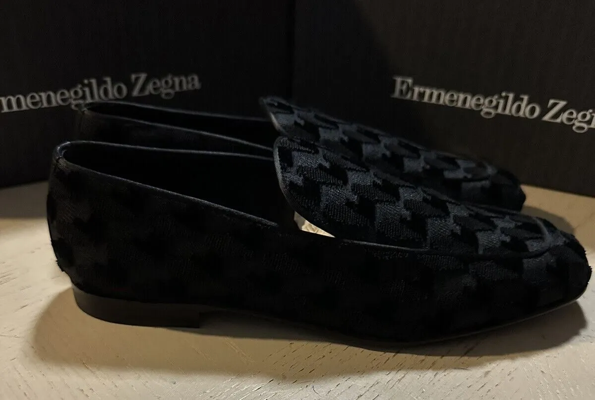 New $650 Ermenegildo Zegna Corduroy Velvet/Leathe Loafers Shoes Black 11 US/44 E