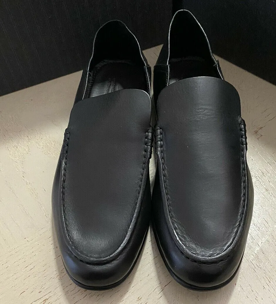 New $750 Ermenegildo Zegna Iconic Moccasin Leather Loafers Shoes Black 10.5 US