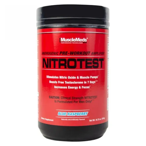 Nitrotest Preworkout Blue Raspberry 30 Servings By Muscle Meds