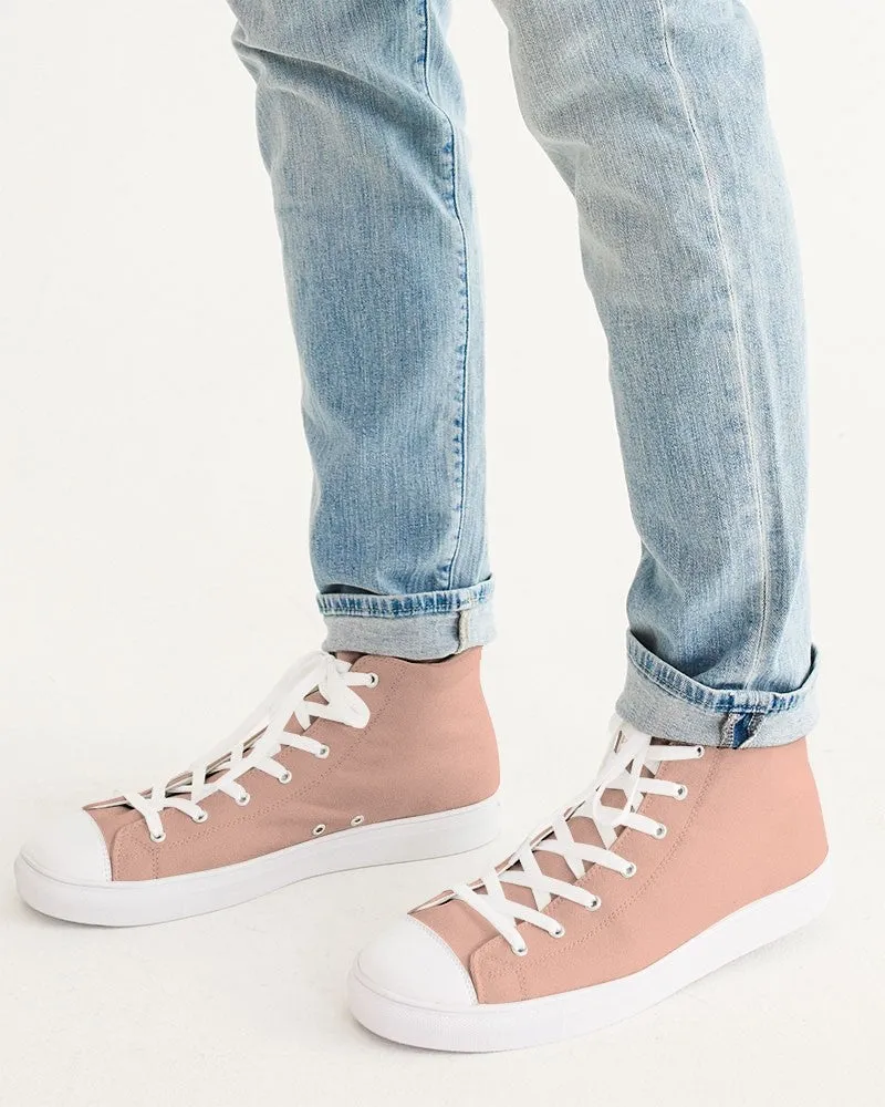 Pale Pastel Red Men's High-top Canvas Sneakers | Men's | Bright Pale Pastel Red | C0M30Y30K0